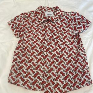 Burberry boys short sleeve button down shirt